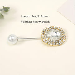 Faux Pearl Rhinestone Pin Brooches for Scarf & Shirt Dresses