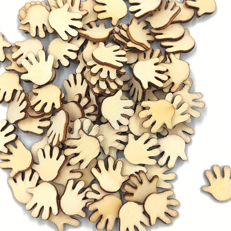 50pcs 20mm Wooden Baby Hands for Kids Projects, Painting, Signing