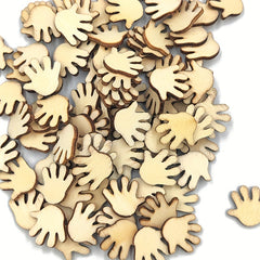 50pcs 20mm Wooden Baby Hands for Kids Projects, Painting, Signing