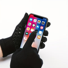 Winter Velvet Lining Knitted Hat Scarf Gloves Set Touch Screen Thermal Gloves