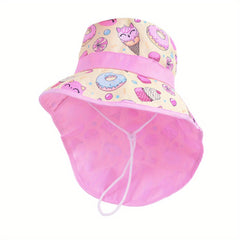 Kids Summer Beach Hat Sun Protection Shawl Large Brim Fisherman Hat