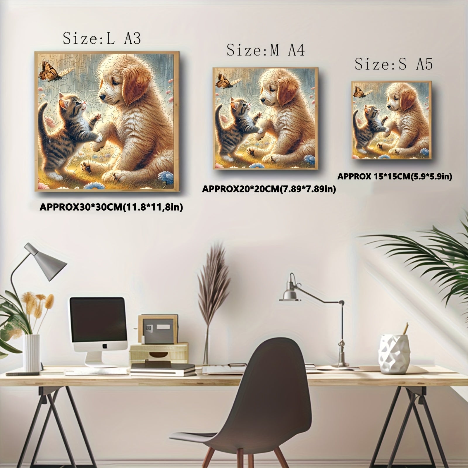 Adorable Kitten and Puppy Wooden Jigsaw Puzzle