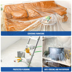 10pcs Painter Plastic Drop Cloths Waterproof Furniture Cover for Painting Floor