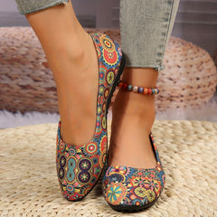 Women's Flower Pattern Slip-On Flat Shoes Lightweight & Comfortable