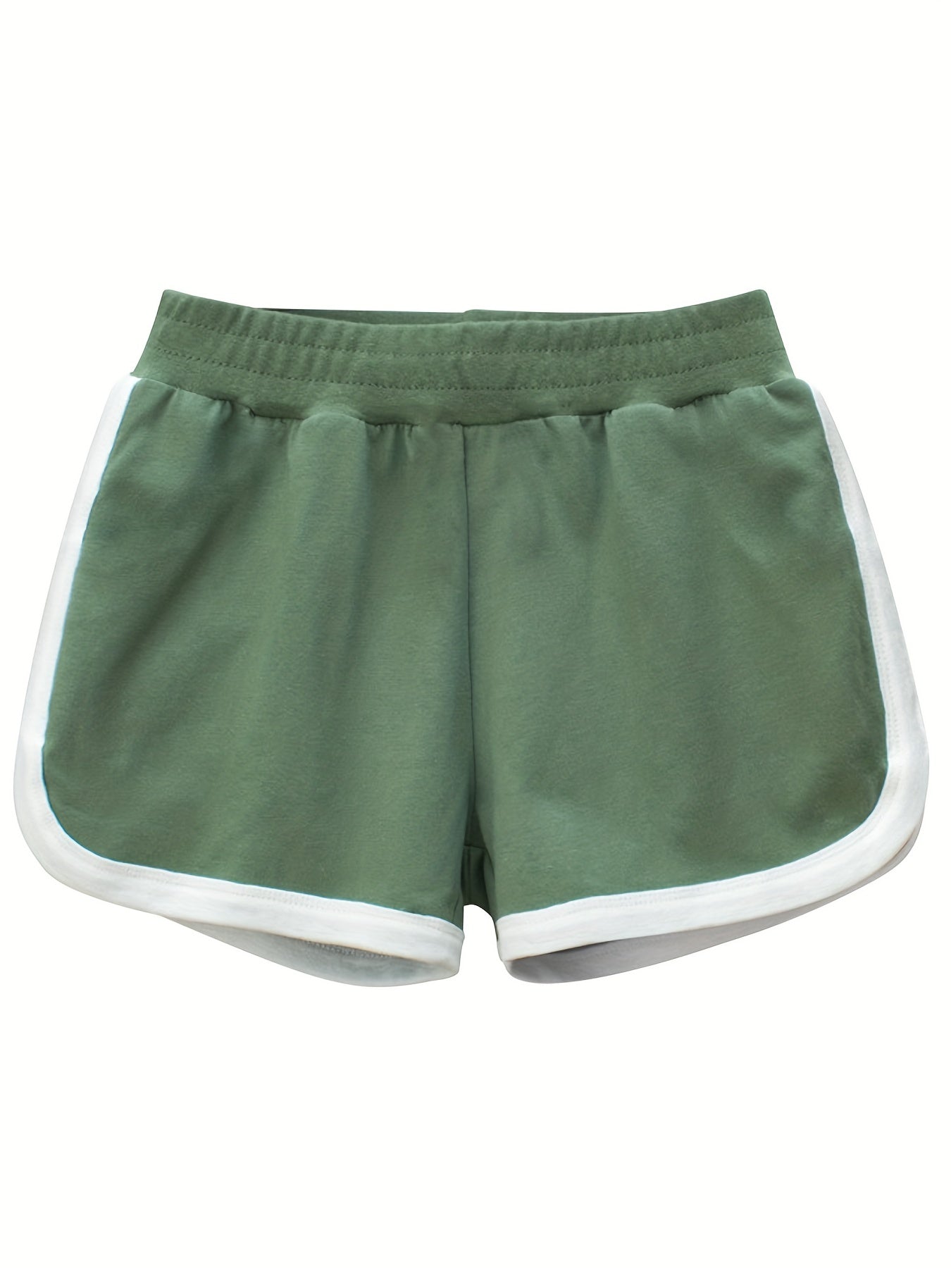 Girls' Contrast Binding Elastic Waist Casual Shorts