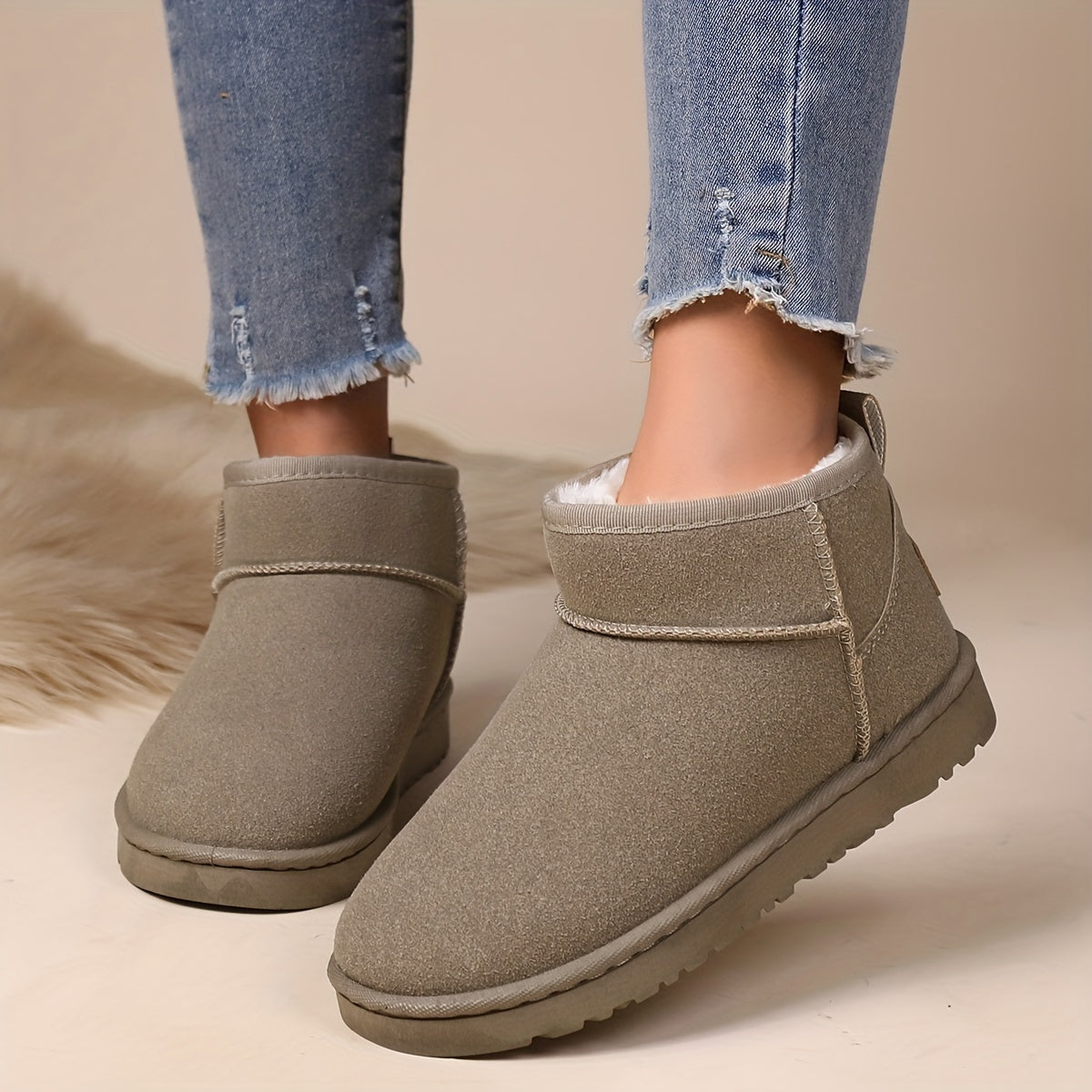 Women's Thermal Fluffy Snow Boots Slip On Warm Soft Sole Fuzzy Shoes