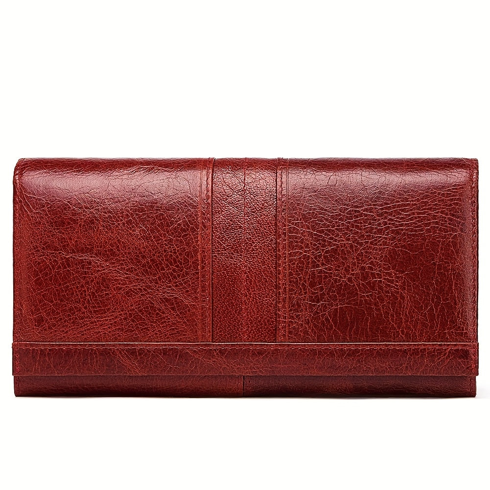 RFID Blocking Leather Women's Wallet with Zip Pocket