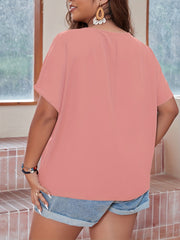 Floral Print Batwing Sleeve V Neck Loose Fit Shirt Top