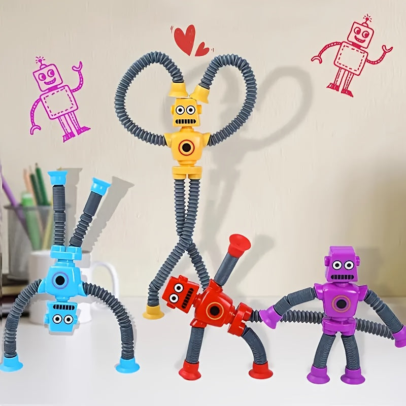 4pcs Colorful DIY Robot Toys with Suction Cups in Purple Red Yellow