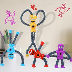 4pcs Colorful DIY Robot Toys with Suction Cups in Purple Red Yellow