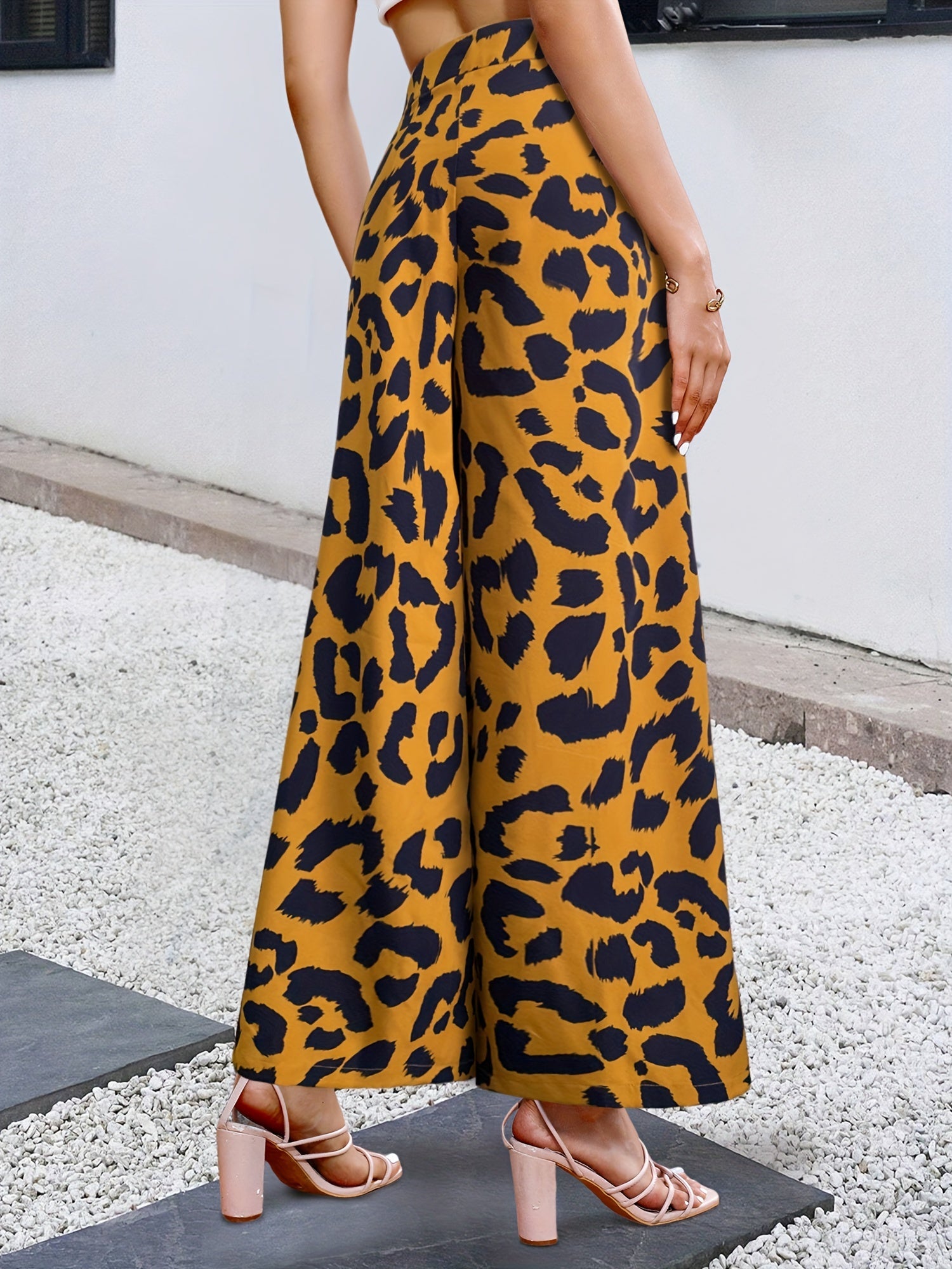 Paisley Print Wide Leg Pants High Waist Vacation Pants