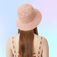 Pink Knitted Bucket Hat Thin Breathable Classic Cloche Hats