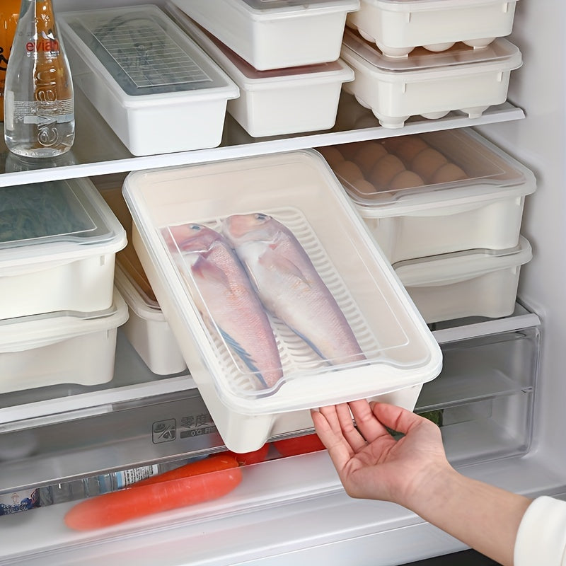 Large Plastic Refrigerator Storage Box With Drain Clapboard