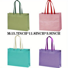 12pcs Non-woven Reusable Shopping Bags Long Handle Clothing Store Sturdy