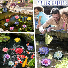 7pcs Pond Rose Sleeping Lotus Artificial Floating Water Lotus