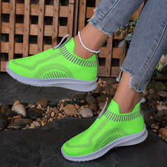 Women's Breathable Knit Sneakers Slip On Shoes Lightweight Low Top Walking Shoes