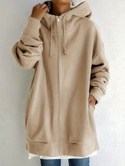Casual Sports Hooded Zipper Sweatshirs Long Sleeve Drawstring Hoodie