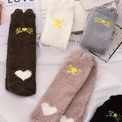 5 Pairs Heart Print Socks Cozy & Warm Women's Stockings