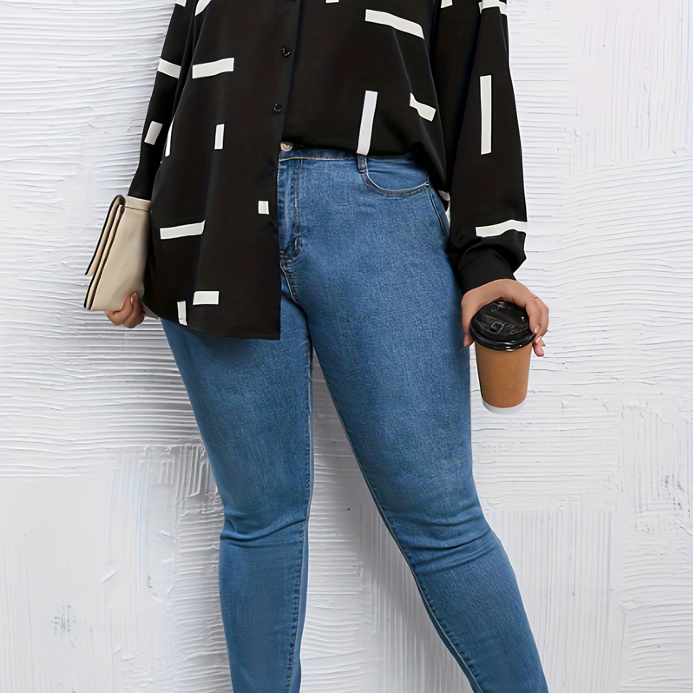 Stripe Print Button Up Long Sleeve Blouse