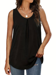 Pleated Tank Top Sleeveless Casual Summer Women's Clothing