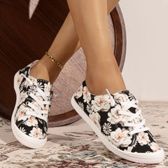 Peach Blossom Printed Canvas Low Top Shoes for Women