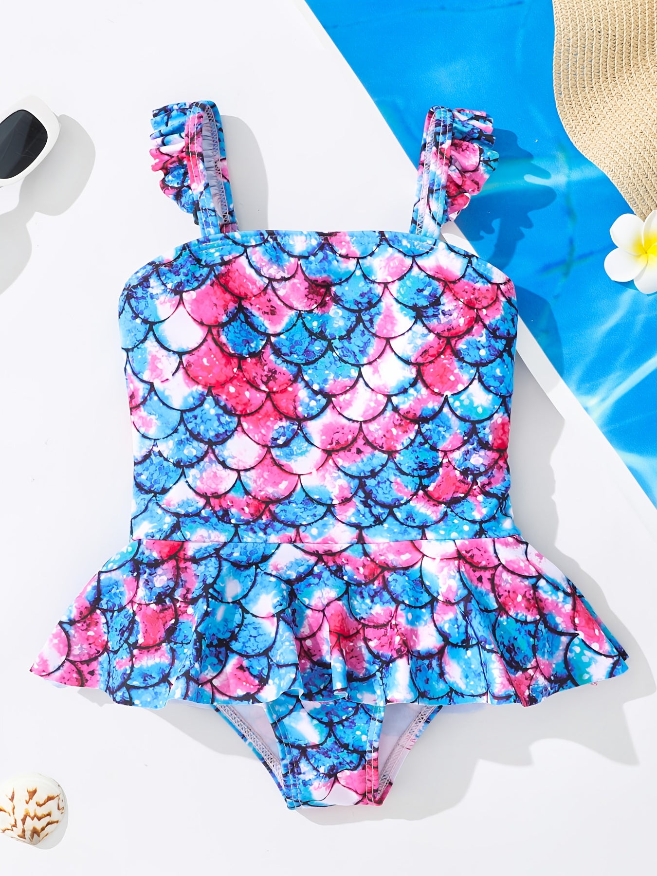 Toddler Girls Mermaid Fish Scale Print Swimsuit