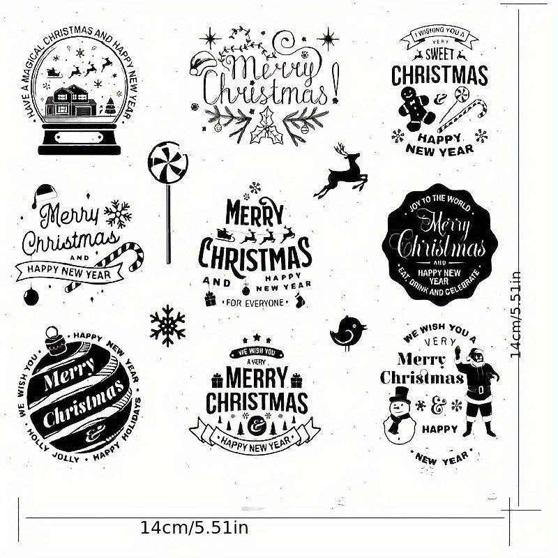 Christmas Clear Stamps For Card Making Santa Snowman Snowflake Blessing Words