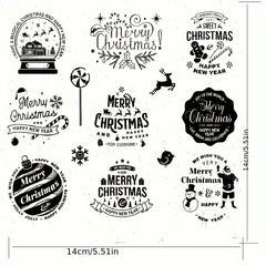 Christmas Clear Stamps For Card Making Santa Snowman Snowflake Blessing Words