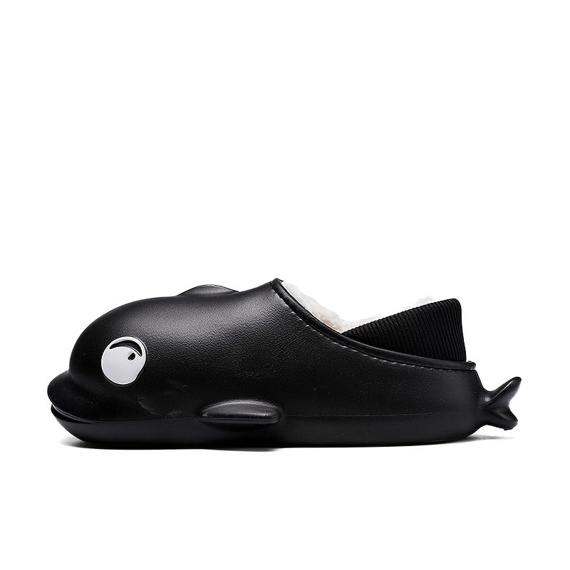 Men's Cartoon Dolphin Warm Cozy Slippers Waterproof House Shoes