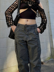 Y2K Street Style Cargo Pants Women's Vintage Loose High Waist Jeans