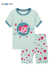 2pcs Toddler Girls Alpaca & Rainbow Graphic Pajama Set