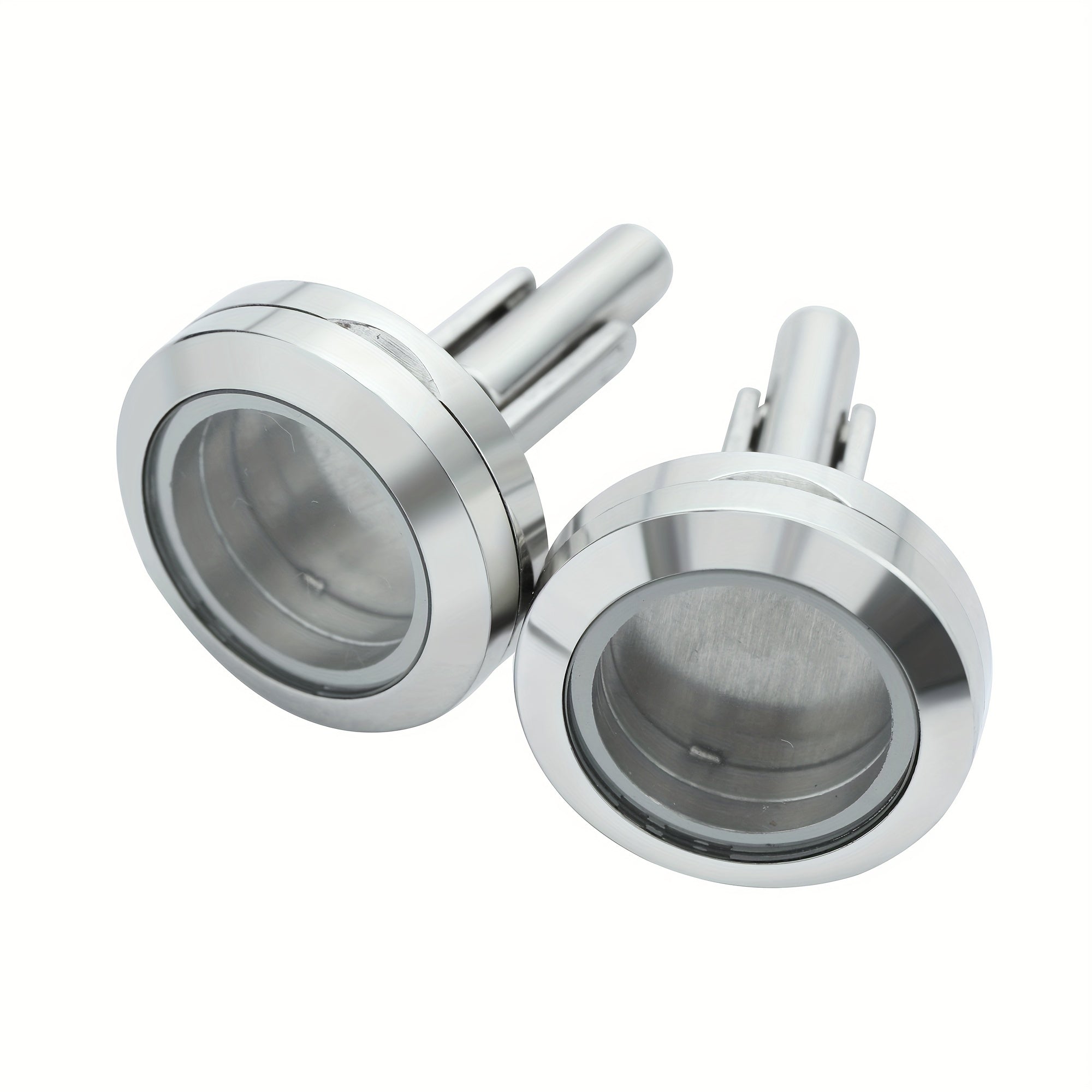 Stainless Steel DIY Round Glass Photo Box Cufflinks