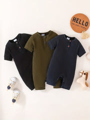 Baby Boys Short Sleeve Cotton Rompers 3pcs Set