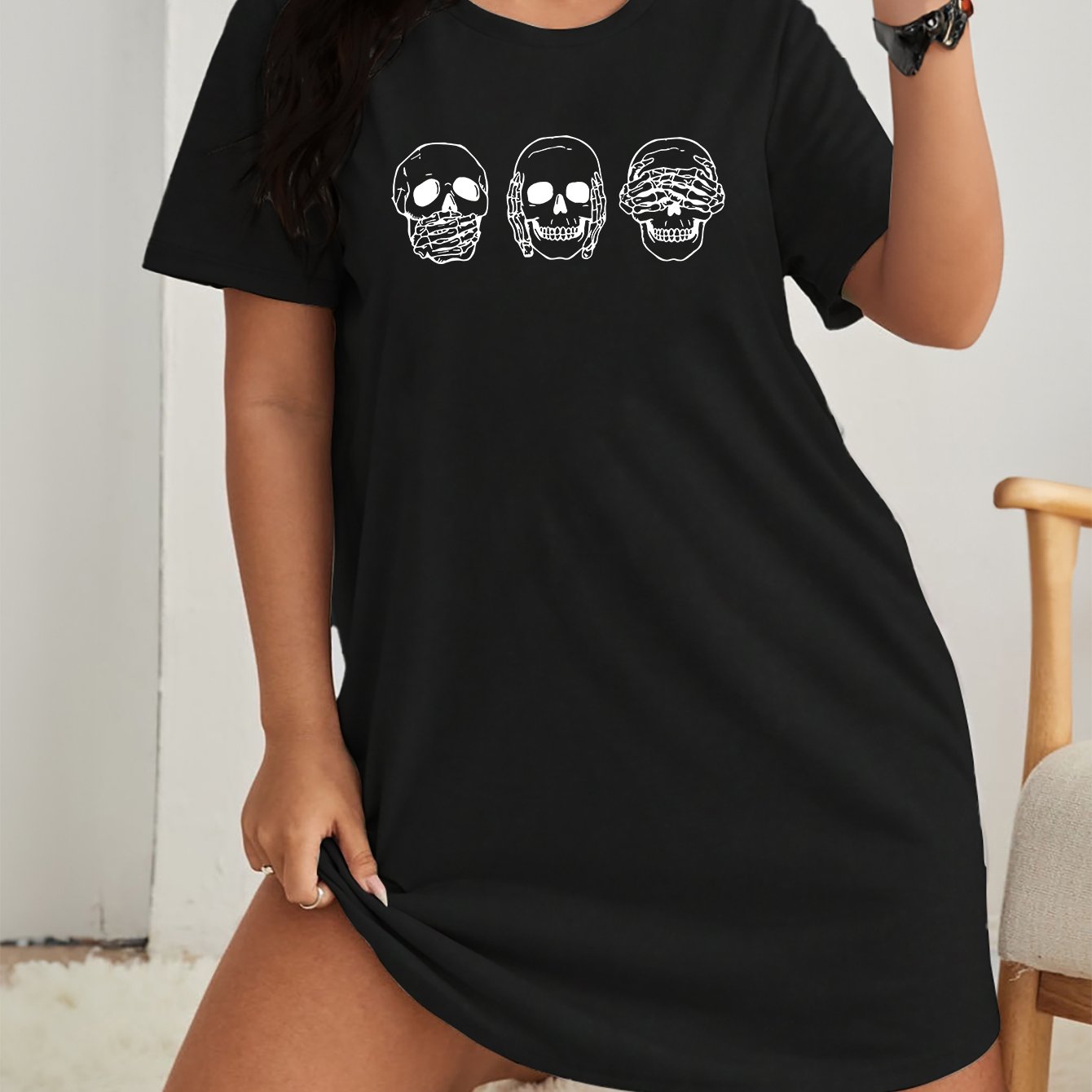 Halloween Skull Print Lounge Dress