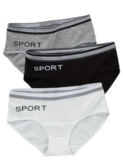 3pcs Cotton Briefs SPORT Print Panties For Girls 9-15 Years