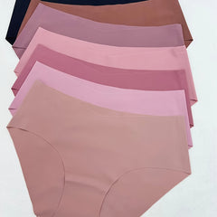 7 Pcs Seamless Hipster Panties Solid Bikini Briefs Women's Underwear