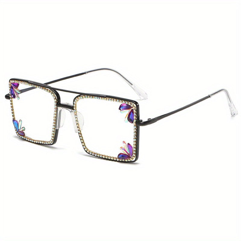 Metal Sunglasses Rhinestone Gradient Glasses UV400