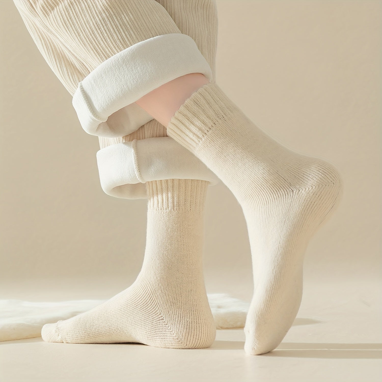 7 Pairs Plush Lined Socks Women's Stockings
