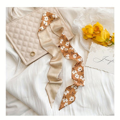 Floral Print Neckerchief Long Skinny Scarf Mother's Gift