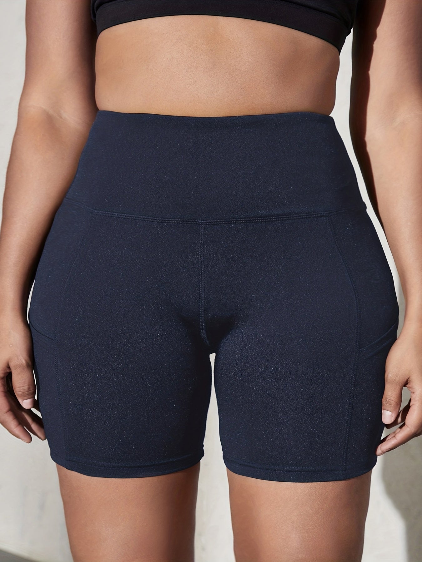 High Rise Skinny Shorts With Pockets