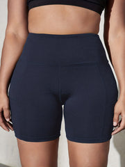 High Rise Skinny Shorts With Pockets
