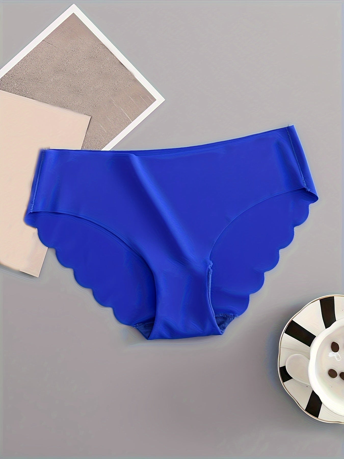5 Pcs Seamless Briefs Wave Trim Panties Women's Underwear