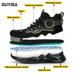 Men's Steel Toe High Top Work Safety Shoes Anti smashing Industrial Shoes