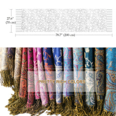 Vintage Cashmere Feel Warm Scarf Soft Silky Fringed Shawl