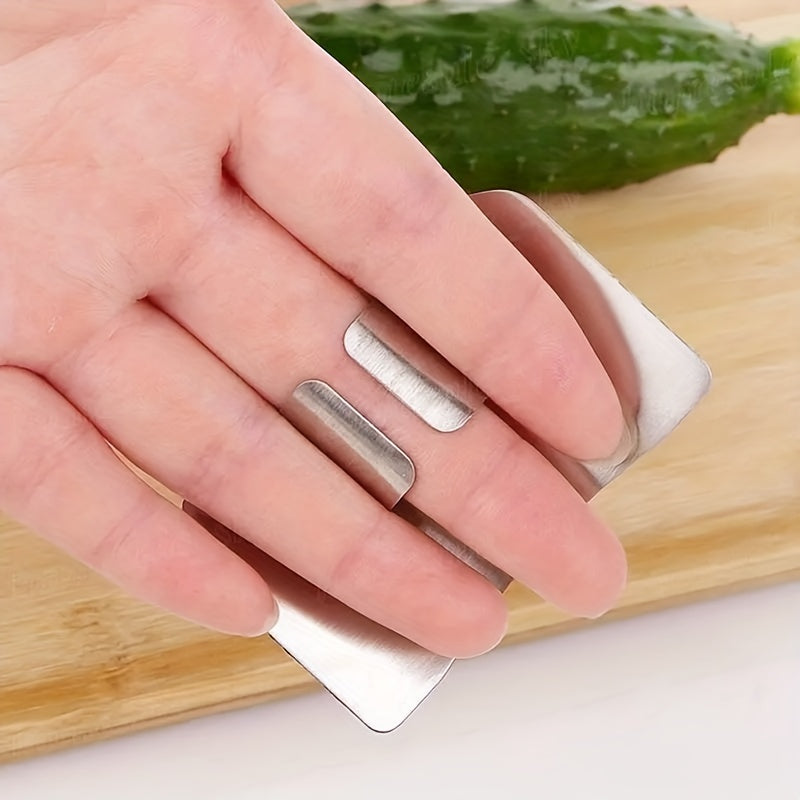 2pcs Stainless Steel Finger Guards for Slicing - Reusable Kitchen Metal Cutting