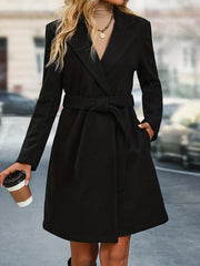 Solid Lapel Coat Open Front Long Sleeve Versatile Outerwear