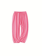 3pcs Girls Cotton Linen Casual Long Ankle Pants