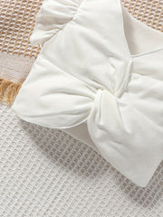 2pcs Baby Girls Ruffle Sleeve Top & Pattern Shorts Set