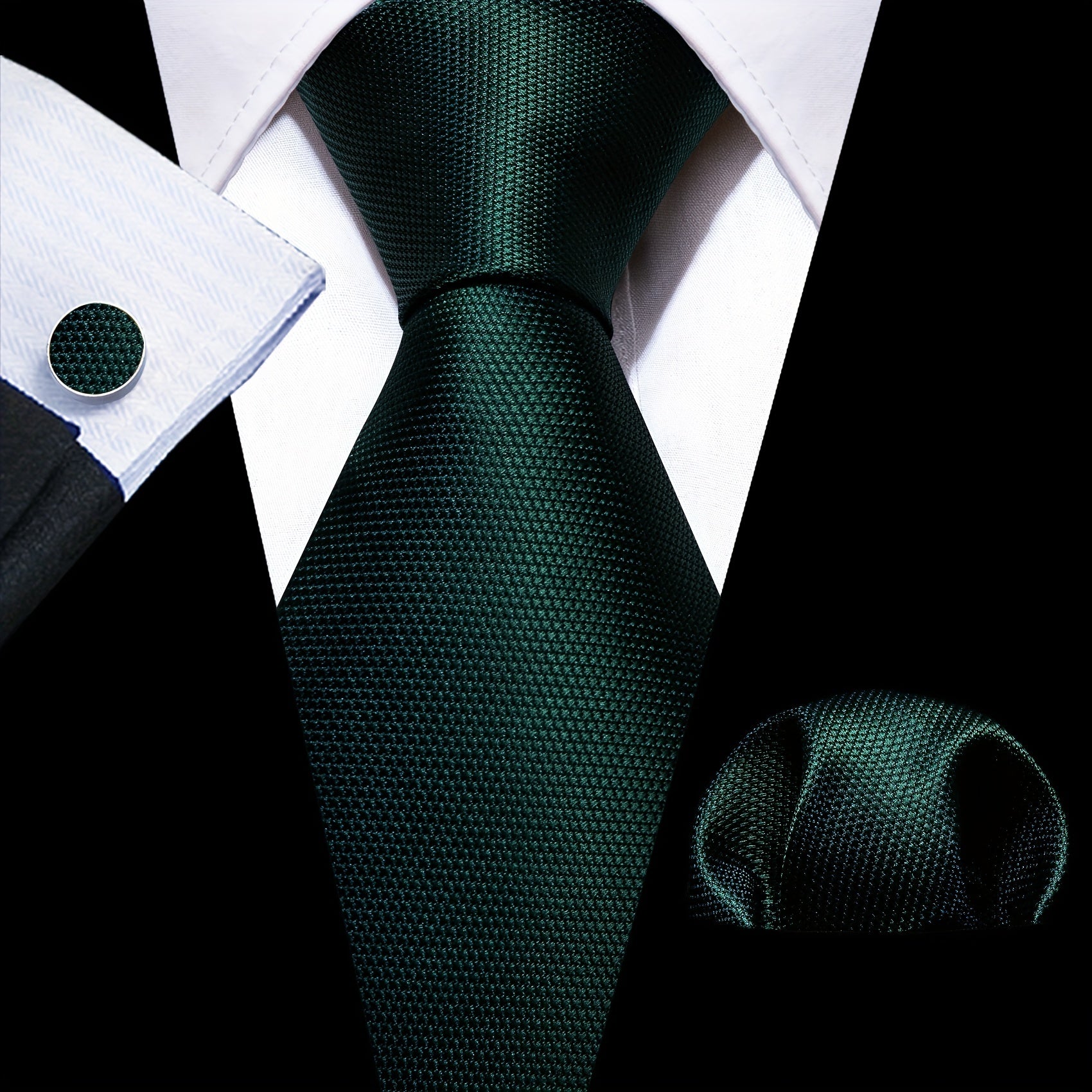 Barry Wang Men's Pink Tie Pocket Square Cufflinks Set