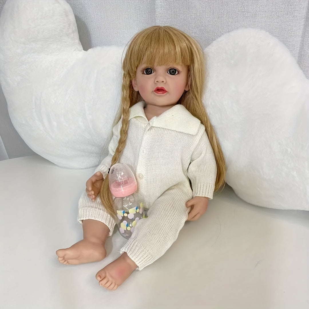 55 88 Cm Soft Full Body Enamel Reborn Doll Long Hair for Girl